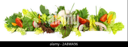 Various Salad Panorama on white Background Stock Photo