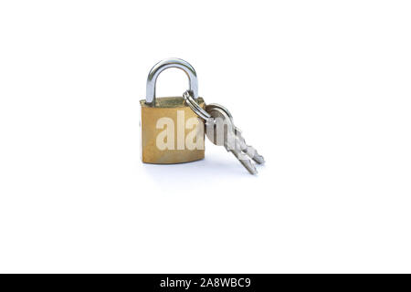 The key is locked. Information privacy concept. Keys with zipped lock on a white background. Stock Photo