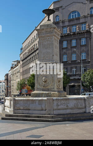 BELGRADE, SERBIA - AUGUST 12, 2019: Fountain at the center of city of Belgrade, Serbia Stock Photo