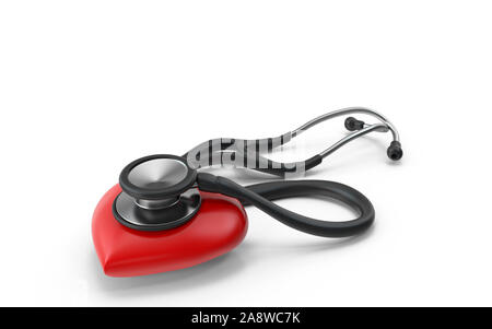 3D Stethoscope against white background with real drop shadow to