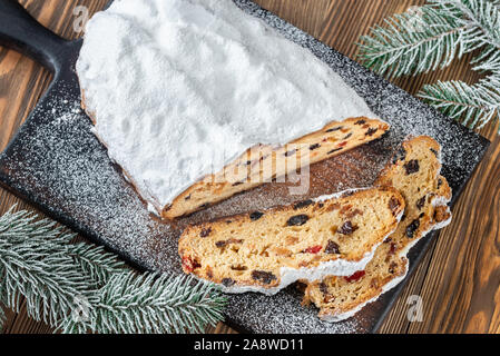 Stollen - traditional German bread eaten during the Christmas season Stock Photo