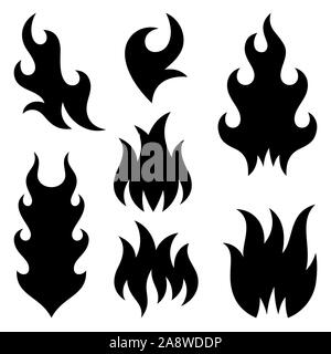 Fire Flames icons isolated on white background. Vector Stock Vector