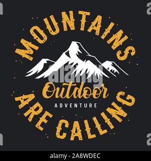Mountain illustration. Outdoor adventure vector graphics for t-shirt design Stock Vector