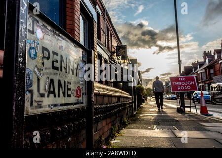 Penny Lane sign, Liverpool, UK. The street made famous in The Beatles song. Stock Photo