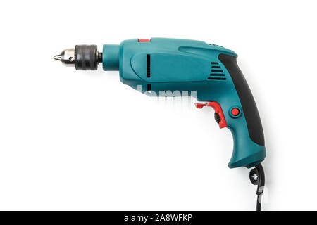 Manual electric drill isolated on white background Stock Photo