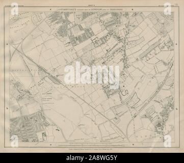 Stanford Library map of London Sheet 4 Leyton Hackney Marshes Walthamstow 1895 Stock Photo