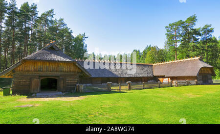 Riga, Latvia 09/06/2019 Old timer farm in the Latvian Open air ethnographic Museum Stock Photo