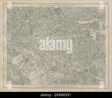 Stanford Library map of London Sheet 15 Walworth Camberwell Peckham 1895 Stock Photo