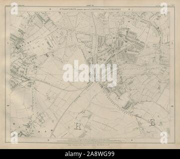 Stanford Library map of London Sheet 22 Tooting Streatham Norbury Mitcham 1895 Stock Photo