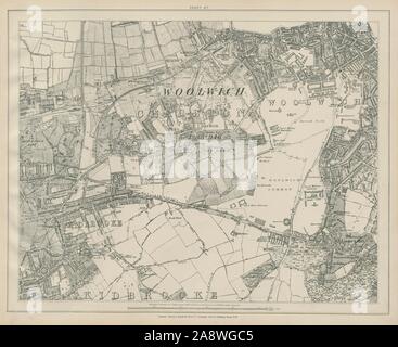 Stanford Library map of London Sheet 27 Woolwich Blackheath Shooter's Hill 1895 Stock Photo