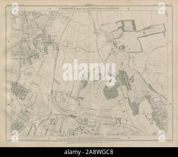 Stanford Library map of London Sheet 24 Beckenham Sydenham Bromley Southend 1895 Stock Photo