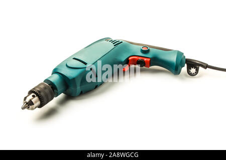 Manual electric drill isolated on white background Stock Photo