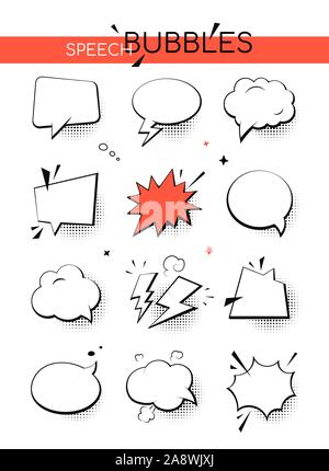 Speech bubbles collection - set of comic retro elements Stock Vector