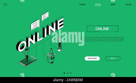 Online communication landing page vector template Stock Vector