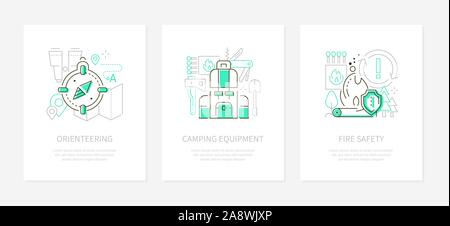 Tourism and camping - line design style banners Stock Vector