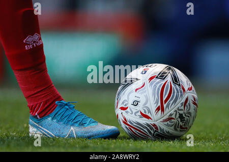 Mitre Delta Max, Official Emirates FA Cup match ball - Ipswich Town v Lincoln City, The Emirates FA Cup first round, Portman Road, Ipswich, UK - 9th November 2019  Editorial Use Only - DataCo restrictions apply Stock Photo