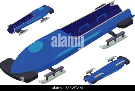 Bobsleigh icons set. Isometric set of bobsleigh vector icons for web design isolated on white background Stock Vector