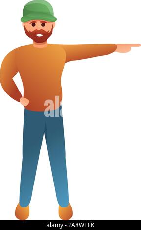 Man show excursion direction icon. Cartoon of man show excursion direction vector icon for web design isolated on white background Stock Vector