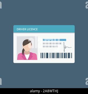 Icon driver's license in flat style, identity card. ID card, identification card, identity verification, person data. Stock Vector