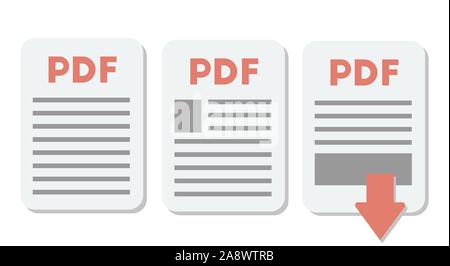 PDF document icon Set. Vector file format symbol. Stock Vector