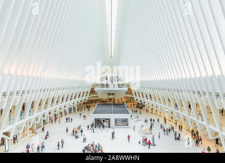 Manhattan, New York Oculus Inside of World Trade Center Transportation Hub New York Stock Photo
