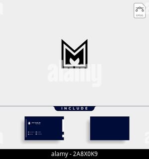 Letter M AM MA MM Monogram Logo Design Minimal Icon With Black Color Stock Vector