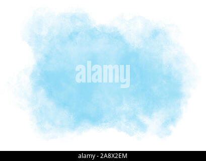 Light blue watercolor cloud splash on white background. Stock Photo
