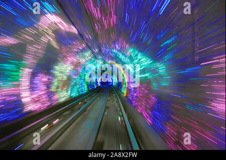 Bund Sightseeing Tunnel, Pudong, Shanghai, China Stock Photo