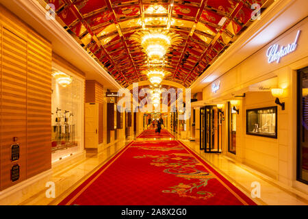 October 31, 2019: MACAU, CHINA - Interior of the Wynn Palace, a Large Upscale Casino and Hotel with a Number of Luxury Brands Stock Photo