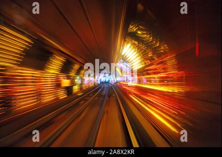 Bund Sightseeing Tunnel, Pudong, Shanghai, China Stock Photo