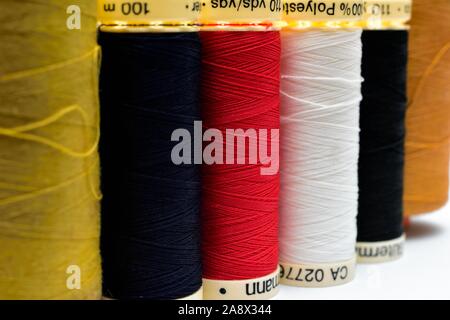 sewing thread bobbins Stock Photo
