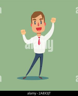 Happy and excited young business man celebrating victory expressing success, power, energy and positive emotions. Stock Vector