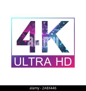4K Ultra HD badge vector icon. Abstract gradient background style 4K UHD TV symbol Stock Vector