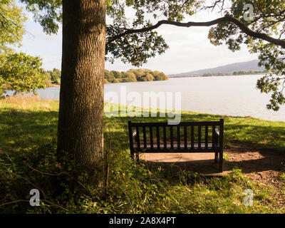 View across Blagdon Lake in a valley near Mendip Hills created by Bristol Water, when it dammed the River Yeo finished in 1905 Somerset England UK Stock Photo