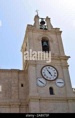 St Johns Co-Cathedral, Valletta, Malta - clock tower Stock Photo