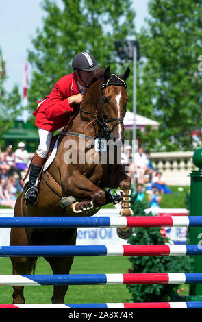 Canada 1, Spruce Meadows, June 2003, Esso Challenge, Ian Millar (CAN) riding Promise Me Stock Photo