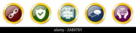 Set of colorful web glossy vector icons,  printer, bubble, shield and globe buttons in eps 10 for webdesign and mobile applications Stock Vector