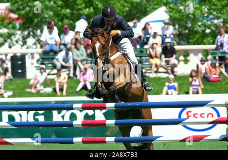 The Canada 1, Spruce Meadows, June 2003, Mark Samuel (CAN) riding Darios V Stock Photo