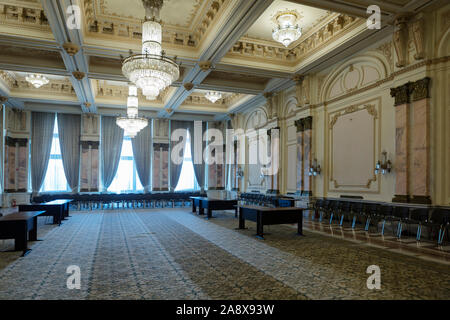 Nicolae Balescu hall inside the Palatul Parlamentului (Palace of Parliament) in Bucharest, Romania Stock Photo