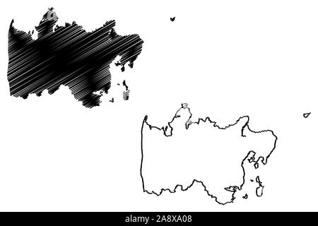 Aarhus City (Kingdom of Denmark) map vector illustration, scribble ...
