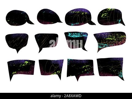 Speech bubbles collections. Bundle of hand drawn collage elements. Vector illustartion. Stock Vector