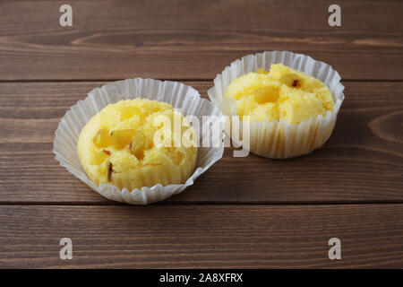 sweet potato steamed bread cupcake muffin isolated on table Stock Photo