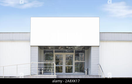 Blank white big rectangular box on shop mockup, sky background Stock Photo