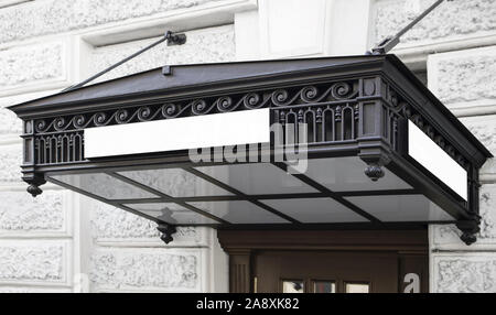 Blank white rectangular box on vintage canopy mock up Stock Photo