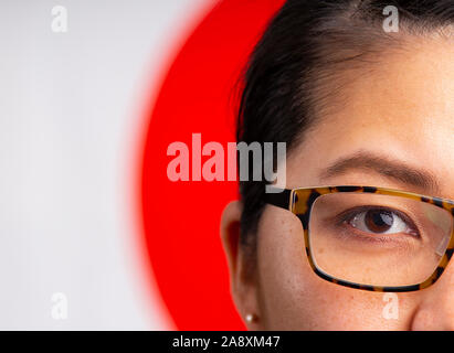 Japan Working Women Wearing Glasses Stock Photo