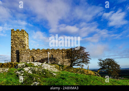 St.Michaels church on the top of Brent Tor, Dartmoor, Devon, England. Stock Photo