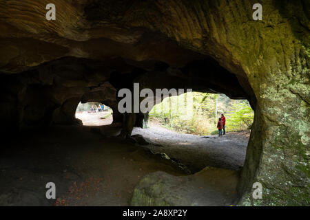 caves of hohllay or huel lee on the mullertal trail in luxemburg Stock Photo
