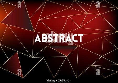 Dark red and gold concept polygonal background. Geometric line golden blue pattern for wallpapers and textile, vector Stock Vector