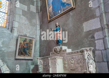 Rennes, Ile-et-Vilaine / France - 26 August 2019: view of the statue of Saint Joseph in the Church of Saint Germain in Rennes Stock Photo