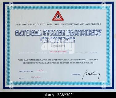 National cycling proficiency certificate Stock Photo Alamy